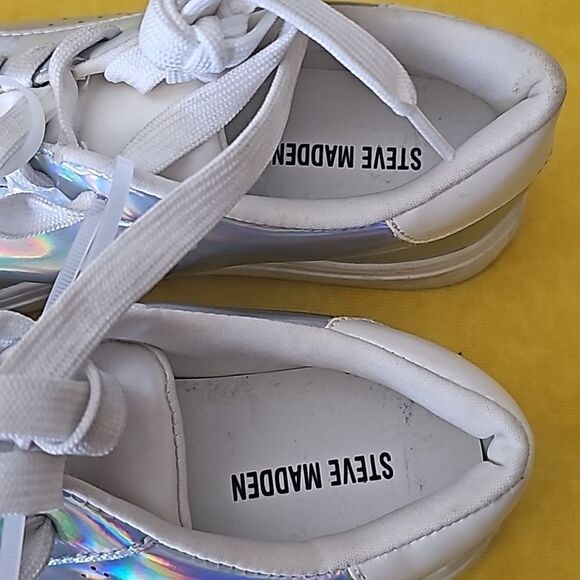 Steve Madden Converse style iridescent sneakers girls size 4 - Picture 4 of 10